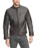 Leather Jacket w/ Chest Zipper Brown